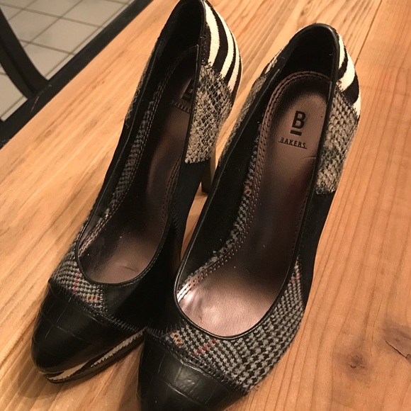 Bakers man made/textile fur heels, size 6