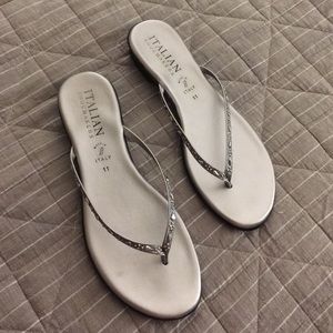 Silver jeweled sandals