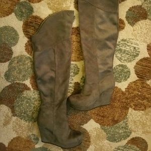 Gray Over the Knee Boots