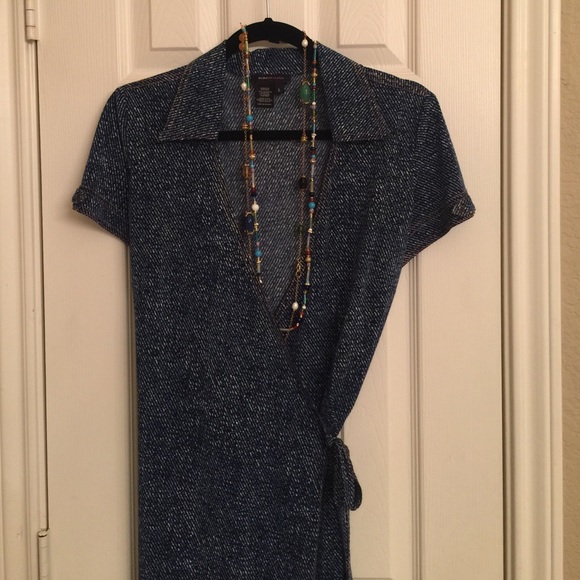 Denim look wrap dress
