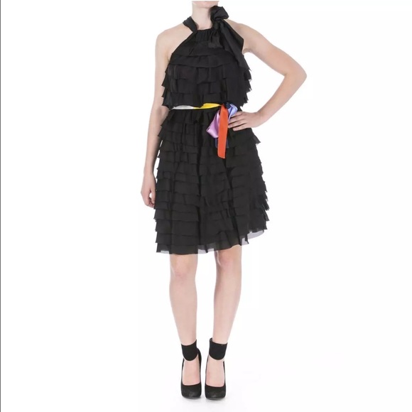 Cynthia Rowley 100% silk ruffle cocktail dress
