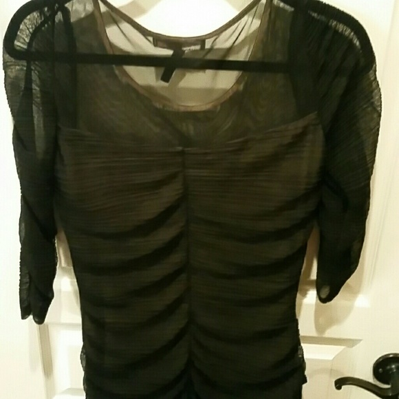 BCBG Max Azria Illusion Bodice Ruched Sheath Dress - Picture 2 of 4