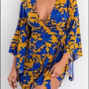 Royal blue & mustard yellow romper
