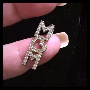 10K MOM Nameplate pendant slide charm -38 diamonds