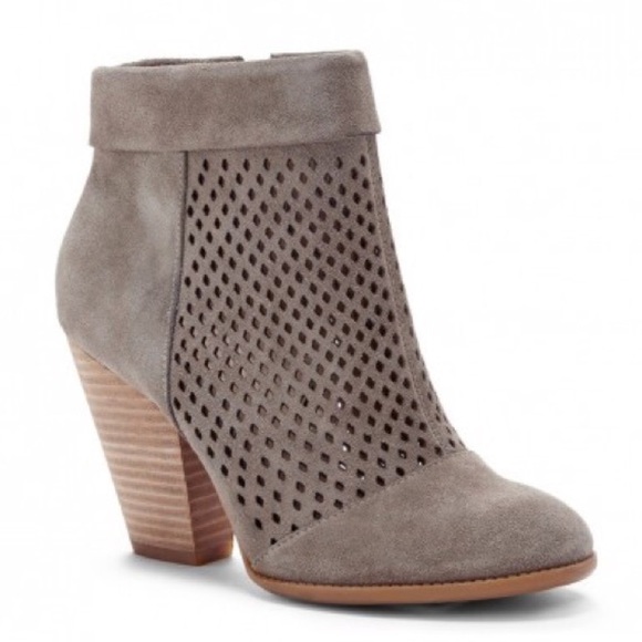 Sole Society Perforated Suede Ankle Bootie; Grey 7