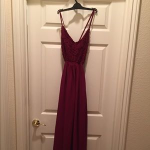 Cute burgundy backless dress