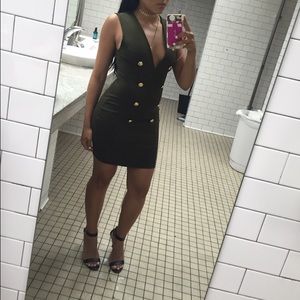 Navy Green Double Strap Dress