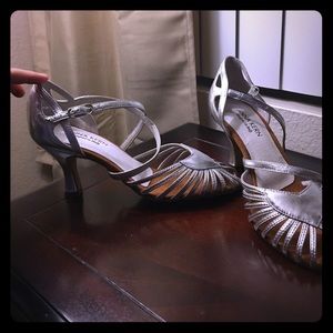 Anna Kern silver ballroom dancing shoes