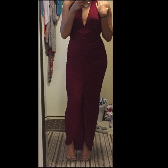 Burgundy Halter Dress