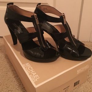 Black Patent T Strap Heels
