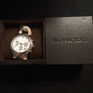 Michael Kors Silver/ Bone Chain Link Watch