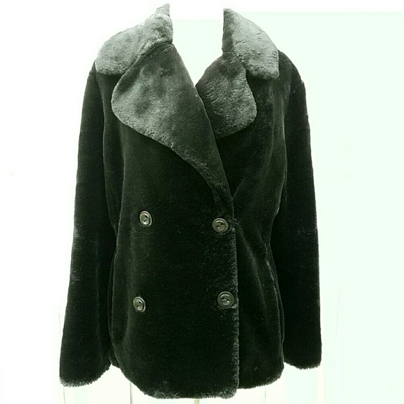 Calvin Klein Black Faux Fur Waist Jacket Coat - Picture 3 of 4