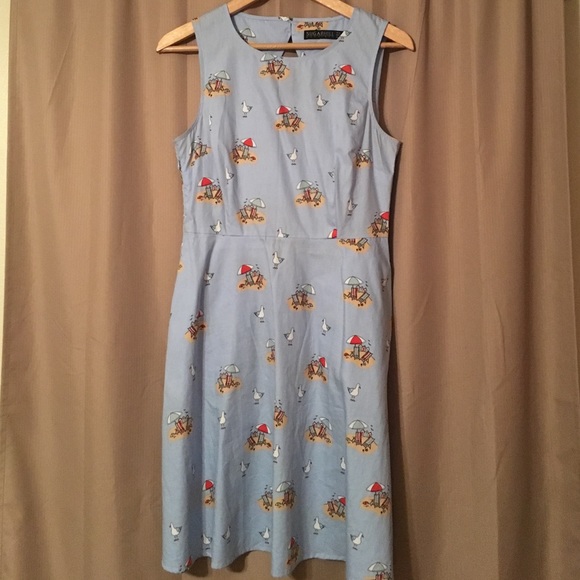ModCloth Light Blue Beach and Seagull Dress