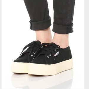 Black superga platform sneakers
