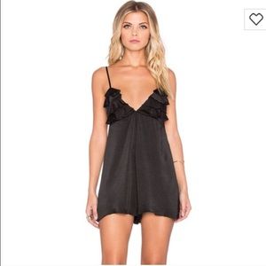 Blue life black satin romper