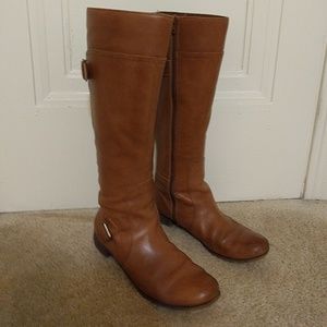 Nine West Cognac Leather Riding Boots