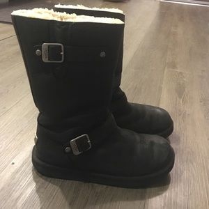 Ugg black leather motorcycle boots