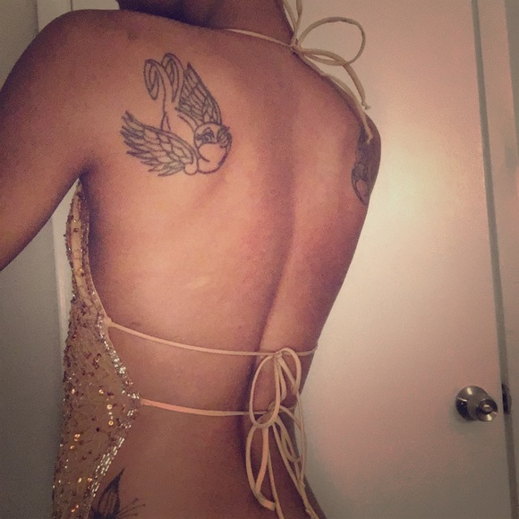 Sparkly beaded backless tie top