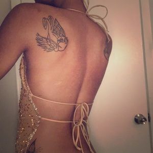 Sparkly beaded backless tie top