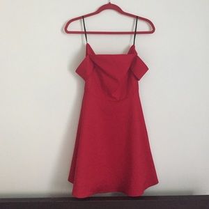 Red off the shoulder formal dress