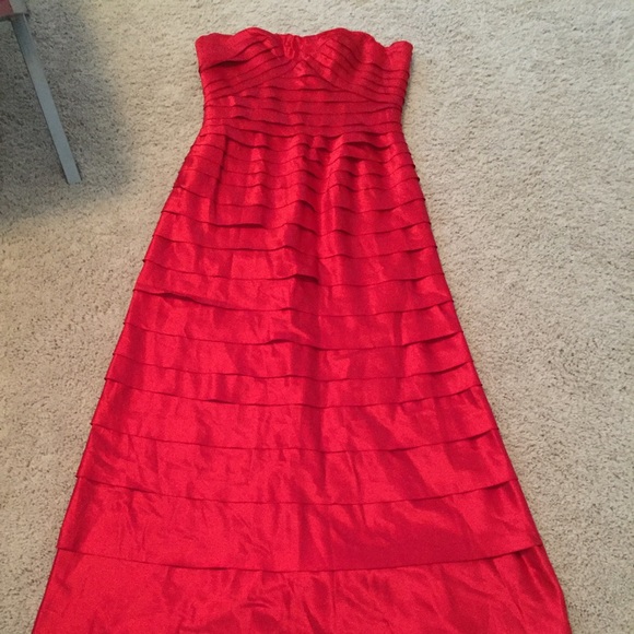 BCBG long, red, satin dress