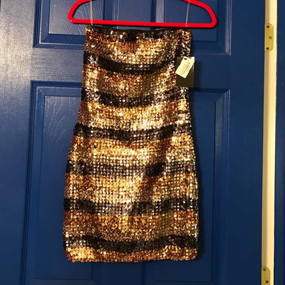 NWT, Black and gold sequin dress, size large
