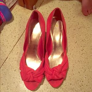 H&M coral wedge heels.