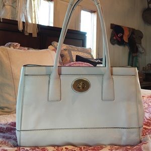 Authentic white leather COACH handbag