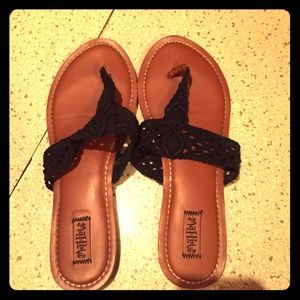 Navy blue crochet sandals