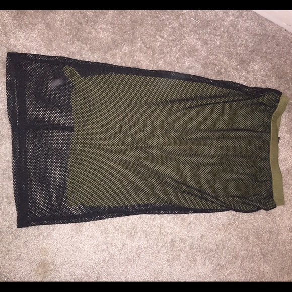 Black & Geeen Mesh Skirt.  Size S