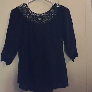Black Top w/ Embroidered Detailing