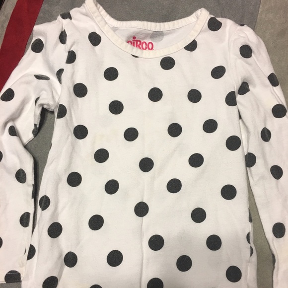 SOLDGirls white and black polka dot longsleeve - Picture 1 of 2