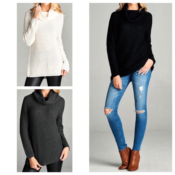 Hannah Beury Sweaters - Cowl Neck Sweater Tunic Top
