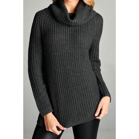 Cowl Neck Sweater Tunic Top - Picture 2 of 4