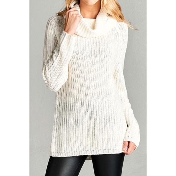 Cowl Neck Sweater Tunic Top - Picture 4 of 4