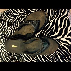 Black flip flops