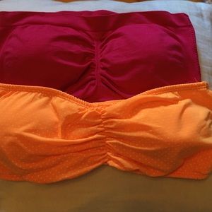 Pink & orange polkadot bandeaus