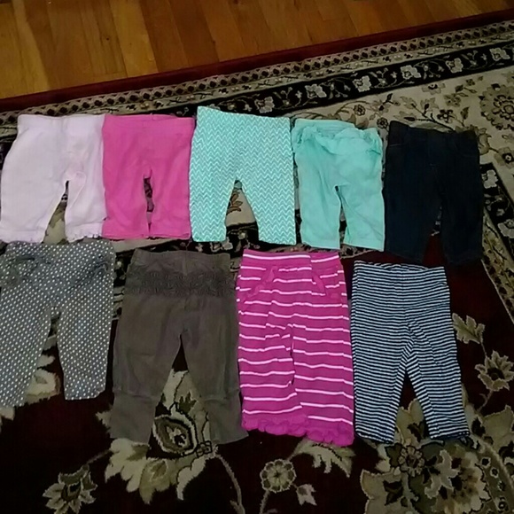 9 Piece NB Baby Girl Pant Lot - Picture 1 of 4