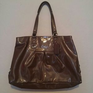 Coach Ashley Brown carryall patent leather handbag