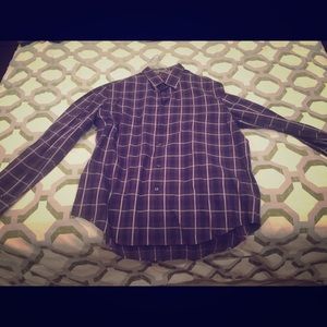 Purple and white stripe shirt. Men's dress shirt.