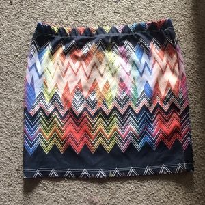 Chevron Print Mini Skirt