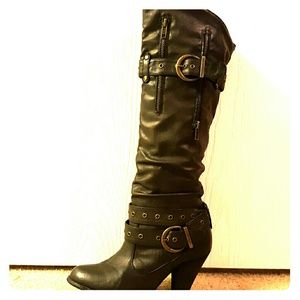 Slouchy Black Knee Boots