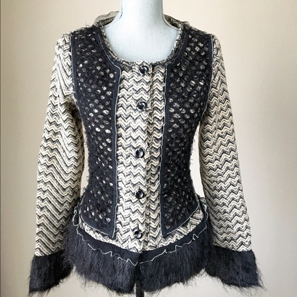 ✳️Chic layering faux fur hem wool blazer jacket. - Picture 2 of 4