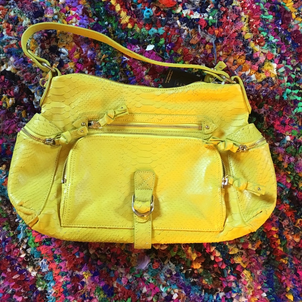 NWT tags Hayden-Harnett yellow bag.