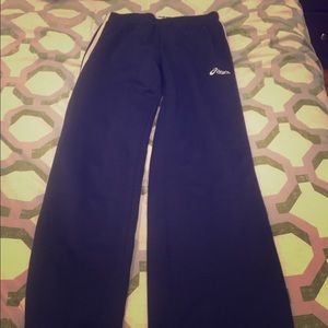 ASIC blue sweat pants. White stripe on sides.