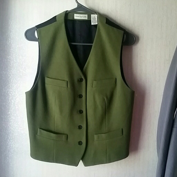 Ann Taylor Green Wool, Rabbit, and Cashmere Vest