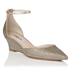 NEW L.K. Bennett 'Alex' Gold Wedge, size 9.5/40