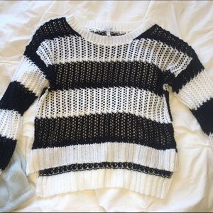 White and Black Striped Sweater