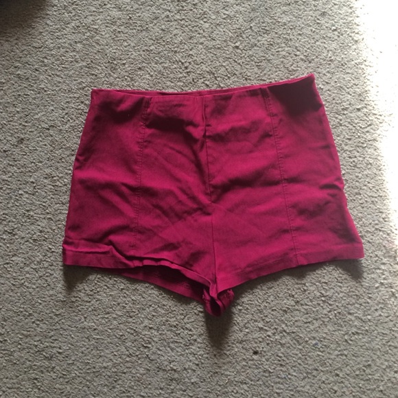 Maroon High Waisted Shorts