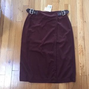 Maroon Wrap Around Pencil Skirt Size 6 NWT